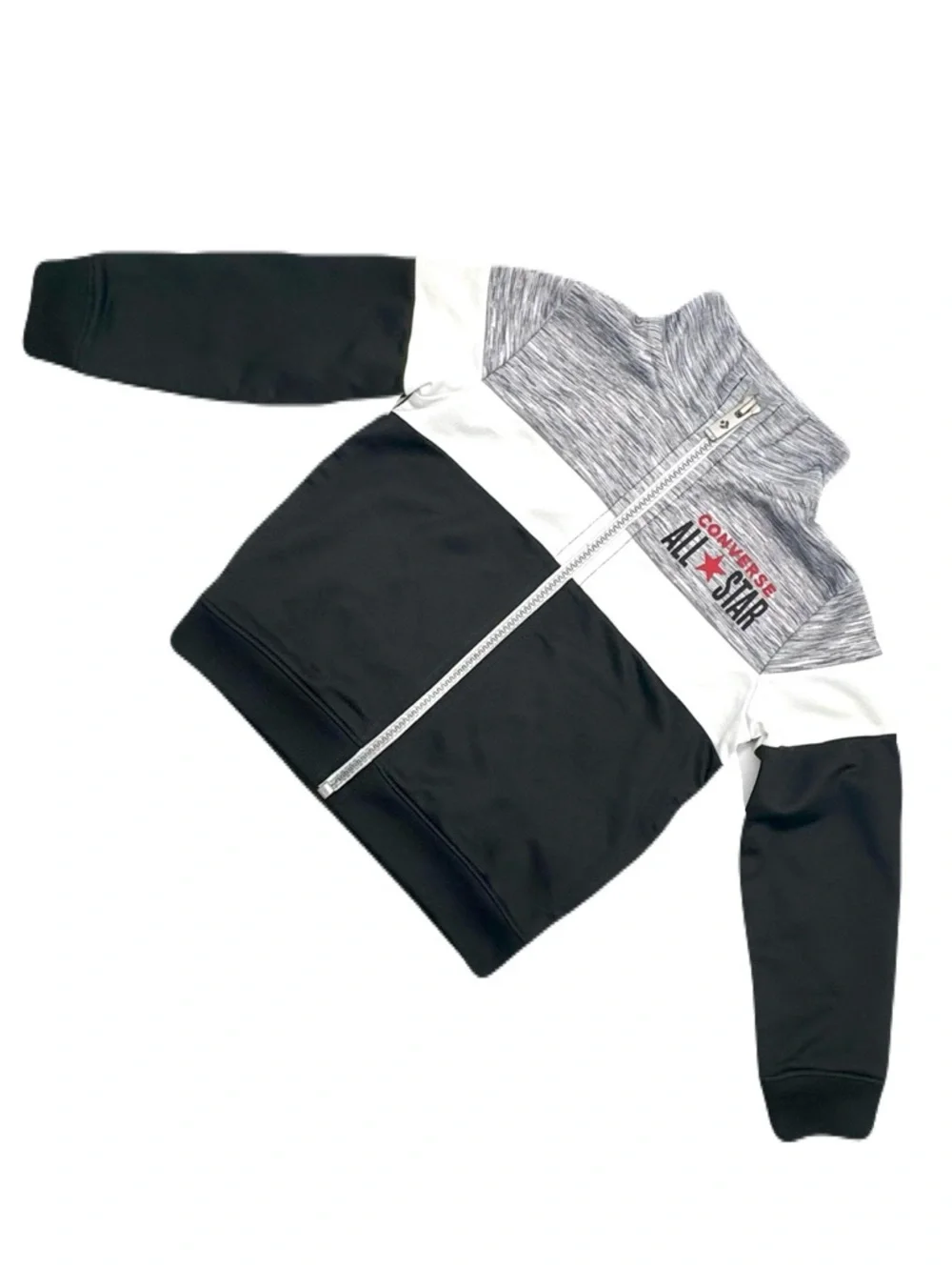Converse Kids' All Star Colorblock Zip-Up Track Jacket - Gray/White/Black
